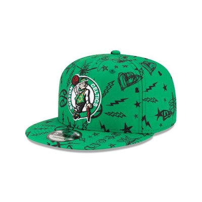 Boston Celtics Gorra | New Era NBA Doodle 9fifty Snapback Cap Mexico - Verdes